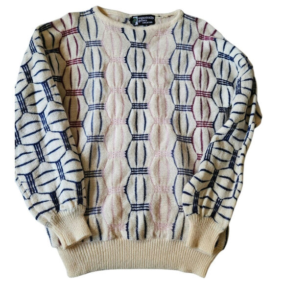 Organically Grown Creme Multi Geometric Print Women Sweater Size Medium - Picture 7 of 16